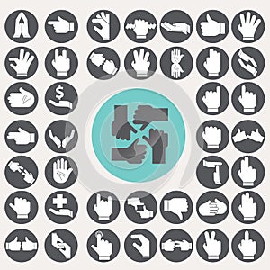 Sign Language Hands icons set.