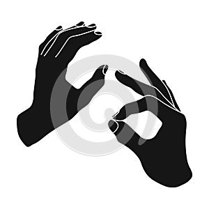 Sign language icon in black style isolated on white background. Interpreter and translator symbol stock vector