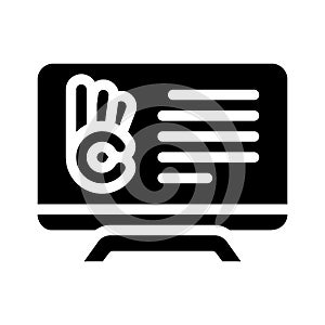 Sign language translation and subtitling glyph icon vector illustration photo