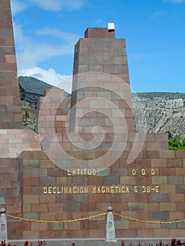 Sign of Latitude 0 at Middle of the world Monument in Quito