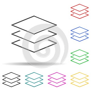 Sign layers multi color set icon. Simple thin line, outline vector of web icons for ui and ux, website or mobile application