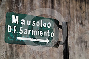 Sign Leading to the Sarmiento Mausoleum