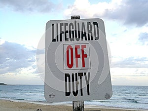 Sign of Lifeguard off duty