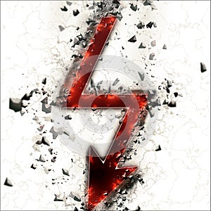 Sign of lightning with burning effect