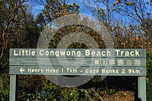 A sign on the Little Congwong Beach Track at La Perouse in Sydney