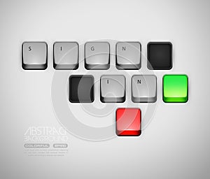 Sign in or login concept on computer keyboard