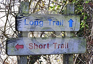 Sign for Long Hiking Trail or Short Hiking Trail