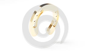Sign of luck gold horseshoes on white back 3d