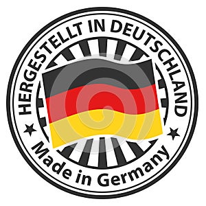 Sign Made in Germany. Hergestellt in Deutschland