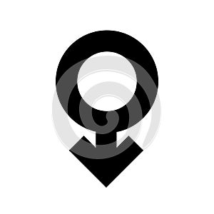 Sign male gender black icon. A symbol sexual affiliation. Flat style for graphic design, logo. A happy love. Vector illustration