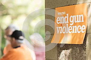 Sign marks location for local gun violence awareness meeting
