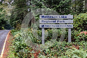 Sign at Matheson Lake Regional Park