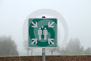 Sign for a meeting place for lost people or a safe point in case of an emergency