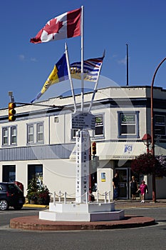 Alaska highway sign `Mile 0` in Dawson Creek in Canada