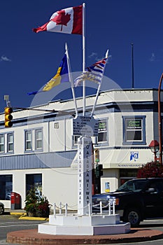 Alaska highway sign `Mile 0` in Dawson Creek in Canada