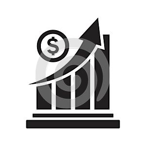 Sign money grow icon symbol Flat vector sign isolated on white background. Simple logo vector illustration for graphic and web