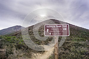 Sign in Montana de Oro State Park on the trail to Valencia Peak, Morro Bay, California photo