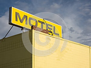 Sign on motel rooftop