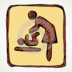 Sign for mother and child room. Vector drawing