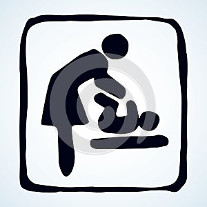 Sign for mother and child room. Vector drawing