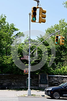 Sign for Museum Mile and 5th Avenue near Guggenheim Museum, New York, USA. photo