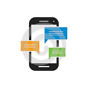 sign of new chat on cellphone logo vector icon illustration