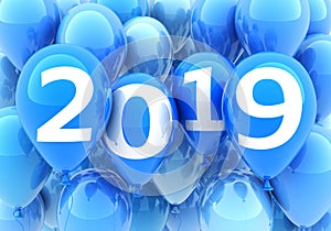 Sign new year 2019 on blue balloon