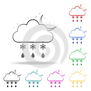 sign of night rain and snow icon. Elements of weather multi colored icons. Premium quality graphic design icon. Simple icon for we