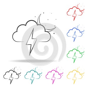 a sign of a night storm icon. Elements of weather multi colored icons. Premium quality graphic design icon. Simple icon for websit