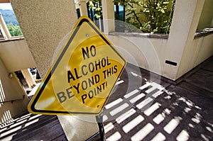 Sign for No Alcohol Beyond this point prevents people from the open container law photo