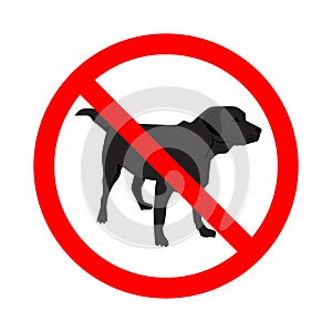 Sign No Dogs isolated on white background. Prohibition sign. Not Allowed Sign.