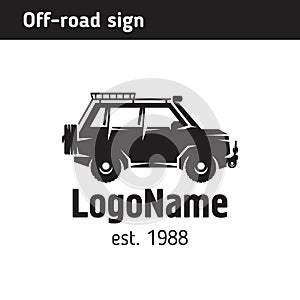 Sign of off road jeep, for travel and expeditions