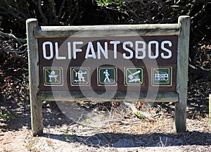Sign on Olifantsbos Beach at the Cape Peninsula