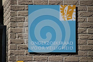 Sign of the `Onderzoeksraad voor de Veiligheid` in the Hague