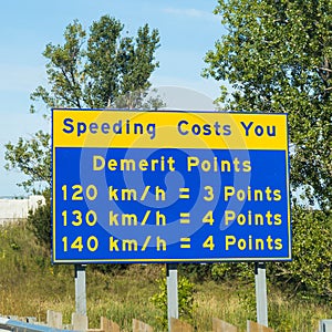Sign in Ontario Warning of Speeding Points
