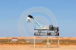 Sign of opal mining town Coober Pedy, South Australia