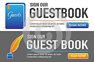 Sign our Guestbook CTA with Quill Pen