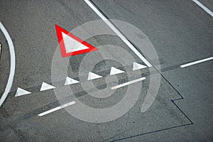 Sign painted on runway in airport