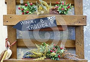 Sign for panini and taglieri photo