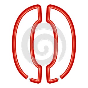 Sign parenthesis plastic tube icon, cartoon style