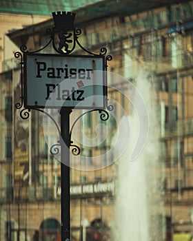 Sign of Pariser Platz Berlin, Germany