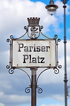 Sign of the Pariser Square in Berlin, Germany