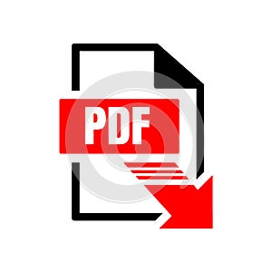 sign of pdf download logo icon button isolated on white background