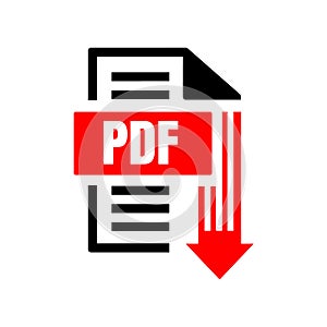 sign of pdf download logo icon button isolated on white background