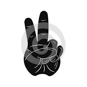 Sign Peace. Human hand, palm. Two fingers. Vector illustration