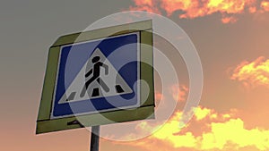 Sign of the pedestrian crossing on background sky