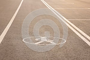 A sign of the pedestrian walk on the road. road for pedestrians.