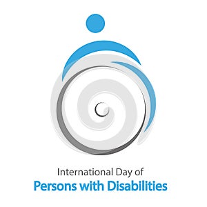 Sign of a person in a wheelchair for the international day of disabled peopl