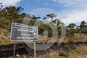 Sign of Pico do Monte Negro, the highest mountain in RS State photo