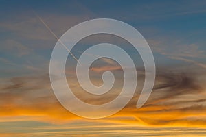 Sign of plane on the sunset